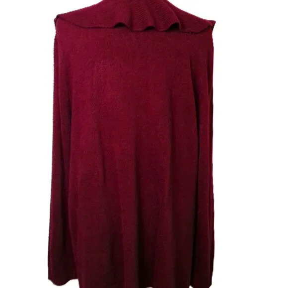 Cardigan Sweater XXL Karen Scott burgundy knit long sleeve top open front - Picture 5 of 6